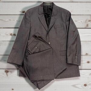 Lauren Ralph Lauren 2-Pc Suit Pure Wool Made in Canada Grey Striped 44L / 38x30